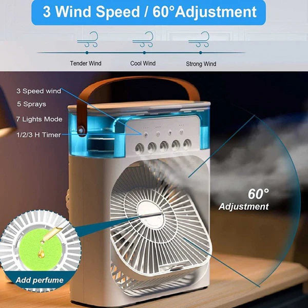 Portable Air Conditioner Fan: USB Electric Fan with LED Night Light