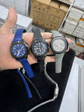 Chronograph Mens Watch With Rubber Strap Stylish Sports Design