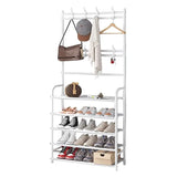 👟🧢 Multi-Functional Shoe & Hat Rack | 4-Tier Metal Shelf with Hooks